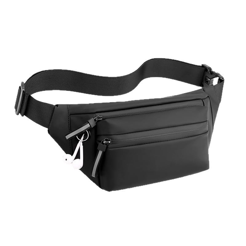 Image of TOURISTIANO Waist Bag for Men | Stylish Side Bag for Travel | Side Sling Bag | Essentials for Running, Riding a Bike for Mobile, Wallet, Keys (Black)
