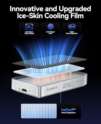 ORICO 40Gbps SSD Externo 1TB hasta 3800 MB/s, SSD NVMe Portátil Ultrarrápido, Compatible con Thunderbolt 4/3/ USB 4.0, Diseño de Aluminio AIN Ventilador para Fotógrafos y Editores de Vídeo - X40 - imagen 4