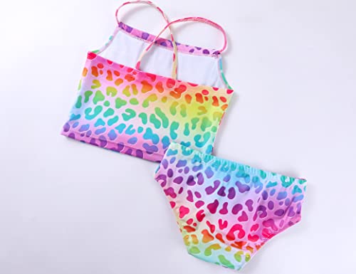 Image of TENVDA Girls Swimsuit 2-Piece Halter Tankini Set Beach Sport Bathing Suit UPF 50+ Swimwear