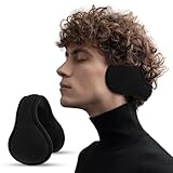 Quilax Black Behind-the-Head Ear Muffs for Winter, Adjustable Fleece Ear Warmers, Foldable Earmuffs for Cold Weather Protection, Windproof, Ideal for Outdoor Activities like Skiing, Running, Cycling
