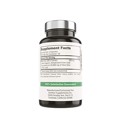 Aloe Vera Supplement | Equivalent To 20,000Mg | Made With Organic Ingredients | Raw All Natural | Non-Gmo #TOP6