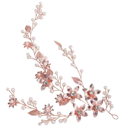 [JASDESIGN] ヘアアクセサリー 結婚式 髪飾り ウェディング ヘッドドレス ピンクゴールド パール バック カチューシャ お呼ばれ リーフ 花 ブライダル アクセサリー ヘアアクセ 披露宴 パーティー 和装 洋装 着物 留袖 卒業式 成人式 髪留め JM-284 (ピンクゴールド)（Amazon）
