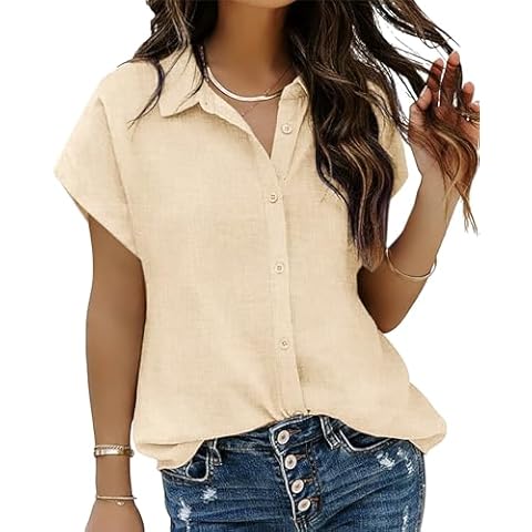 HOTOUCH Women's Linen Button Down Shirt Cover