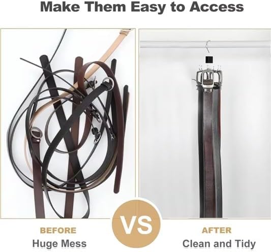 360-Degree Swivel Metal Hook Hanger, Chrome with Black Wood Base, 6-Claw Design for Purse, Belt, Bra, Tank Top Storage