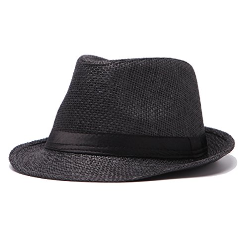 LADYBRO 7 1/4 Straw Fedora Hats for Men Summer Short Brim Trilby for Travel (Pack of 3, M/L)