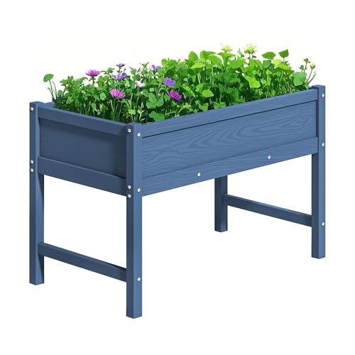KETOYARK Raised Garden Bed Outdoor with Legs,HDPE Elevated Planter Box Rot-Resistant and Non-Cracking,Raised Beds for Gardening for Backyard, Patio, Balcony, 300lb Capacity Navy