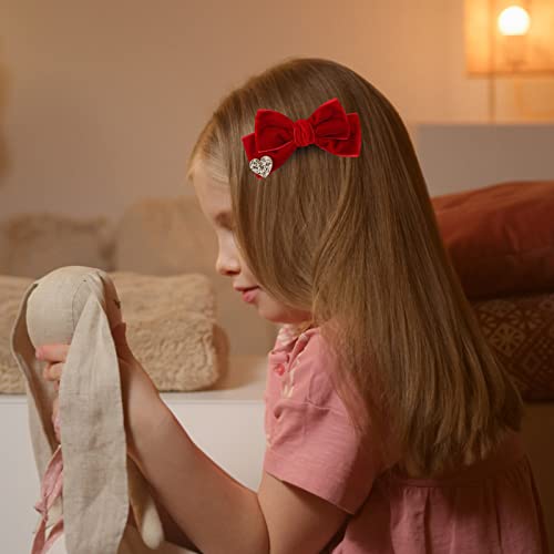 Red Velvet Hair Bows Cute Christmas Valentine School Hair Clips Handmade Hair Accessories For Kids Girls Infants Toddler Headdress #TOP2
