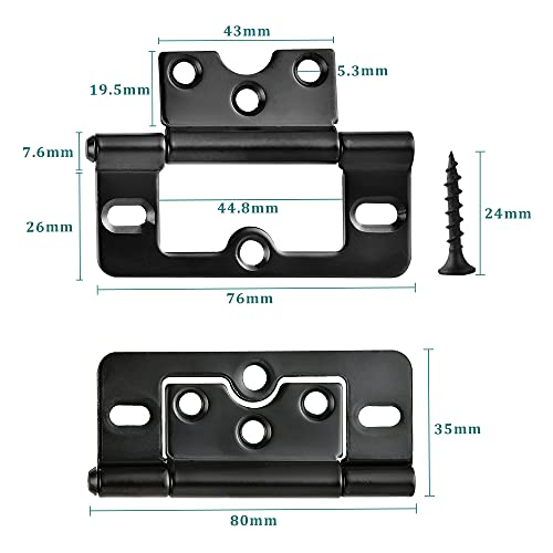 Worldity Non Mortise Cabinet Door Hinges, 3"X1.4" Rustproof Box Hinges Heavy Duty Hinges With Mounting Screws For Furniture Window Wardrobe(10Pcs, Black) #TOP1