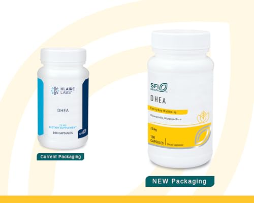 Klaire Labs SFI Health DHEA 25mg - Dehydroepiandrosterone Derived from Wild Yam - Micronized for Superior Absorption - Soy-Free, Hypoallergenic Supplement for Men & Women (100 Capsules) - Thumbnail 2
