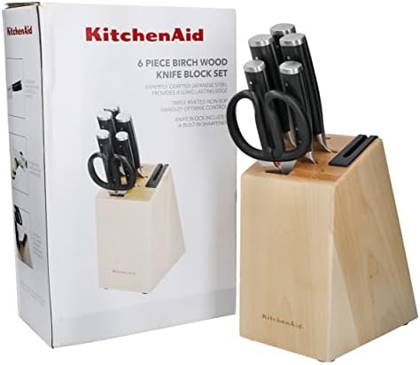 KitchenAid, Forged Knife Set, Knife Block and Sharpener, Japanese Steel, 6 Knives & Block & Sharpener Set