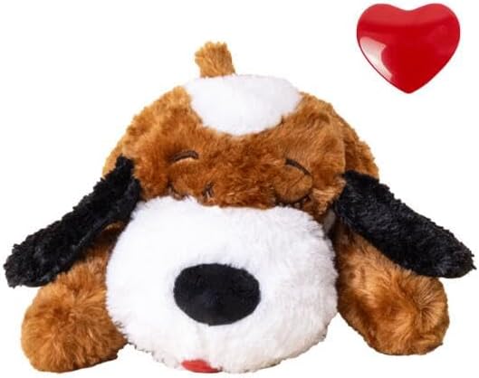 Pet Heartbeat Puppy Behavioral Training Dog Plush Pet Comfortable Snuggle Anxiety Relief Sleep Aid Doll Durable Drop(Black Dog Heartbeat)