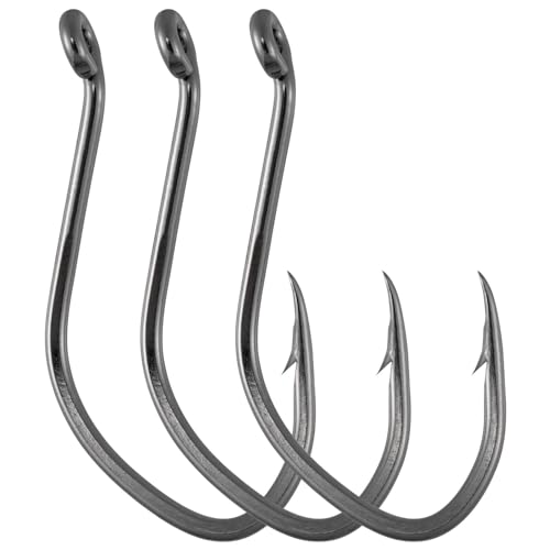 Dr.Fish 50 Pack Big River Bait Hooks Catfish Fishing Hooks Live Bait Offset Freshwater River Fishing Trotline Catfish Tackle #8