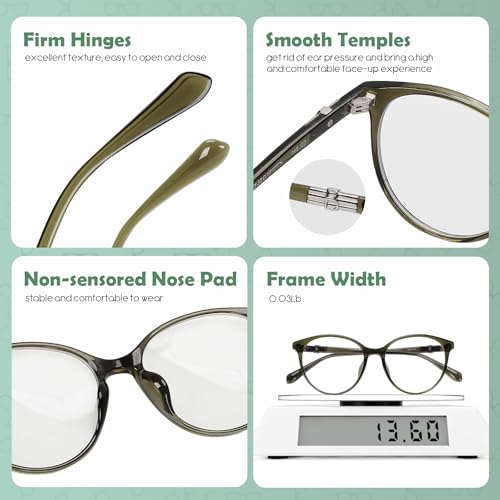 Image of Stylish Blue Light Glasses Round Lightweight TR90 Frames Computer Reading Glasses Vision Care & UV Protection
