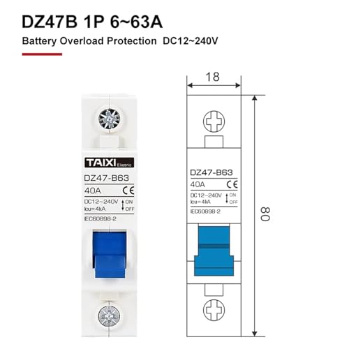 Protector de batería 125A DZ47B interruptor automático CC unipolar 12V 48V para raíl DIN coche 3