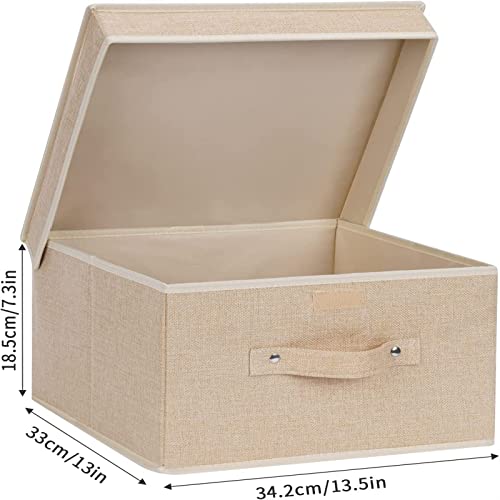 Seifco Storage Bins With Lids - Decorative Box Storage Bins (13.5In/13In/7.3In, Beige - 2 Pack) #TOP1