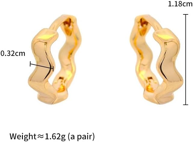 Elegant Gold Wave Hoop Earrings, 18K Gold Plated, 1.18cm x 0.32cm, Lightweight 1.62g Pair, Fashion Jewelry for Women - Image 2