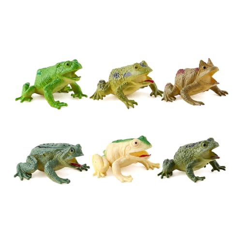 Image of Cheewing 6Pcs Plastic Frog Toys, Small Animal Figures Set
