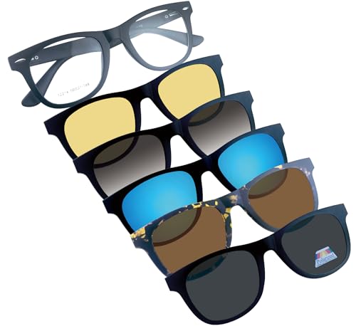 Circleperson Polarized Clip on Sunglasses 5 in 1 Magnetic glasses Men Women Spring hinges