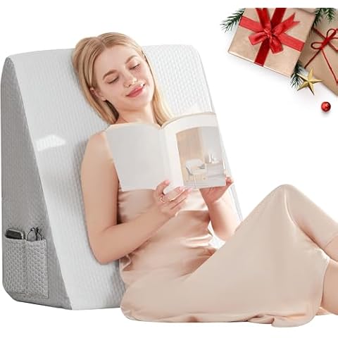 BDEUS 24 Inch Extra Wide Wedge Pillow 45D Memory Foam Top, Bed Wedge Pillow for Sleeping, Back Support, Air Layer Wedge Cover Cover