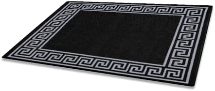 Prime Linens Large Entrance Doormat Door Matt Indoor Washable Non Slip Bath Mat Outside Inside Dog Muddy Paws Floor Protector Hallway Hall Kitchen Matting| 66 X 120 cm - Greek Key Black & Grey