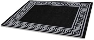 Prime Linens Large Entrance Doormat Door Matt Indoor Washable Non Slip Bath Mat Outside Inside Dog Muddy Paws Floor Protector Hallway Hall Kitchen Matting| 66 X 120 cm - Greek Key Black & Grey
