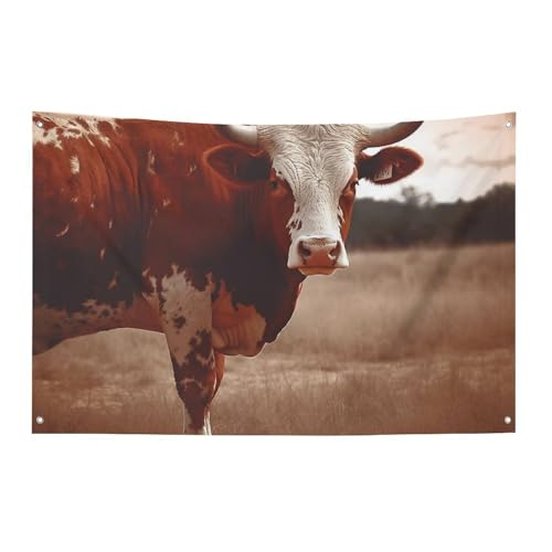 Drapeau de jardin saisonnier imprimé vache du Texas finitions soignées
