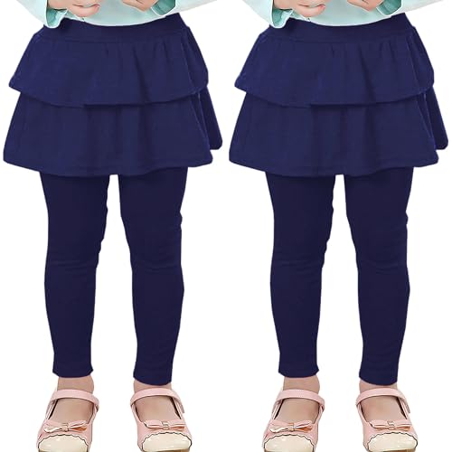 RieKet Girls School Uniform Pants Warm Stretchy Athletic Leggings with Skirt 2-14 Years Navy Blue 2 Pack 6-7 Years by RieKet - Used condition - Image 2