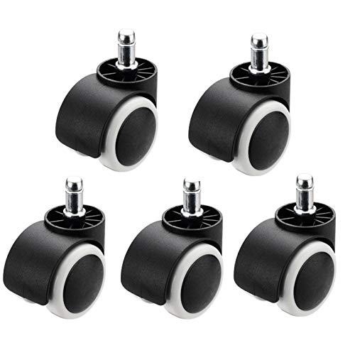 Lot de 5 roulettes de Chaise de Bureau, roulettes pivotantes de Remplacement de 50 mm, roulettes pivotantes silencieuses à 360 degrés, parfaites pour Les planchers de Bois Franc, Les Tapis,