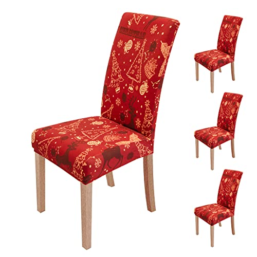 sorliva Lot de 4 housses de chaise de Noël Cover