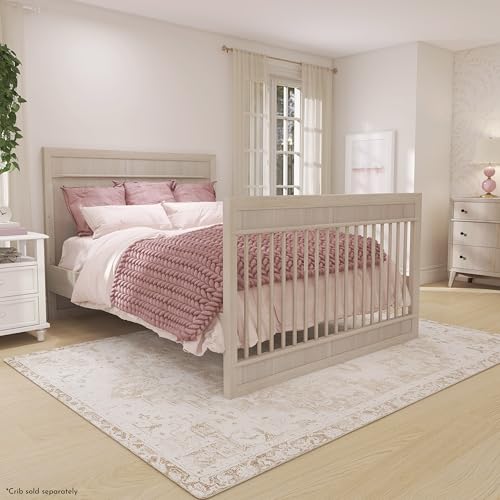 Image of evolur Full-Size Bed Conversion Rails, Designed & Tested for evolur Cribs, Durable Hardwood Build with Secure Mattress Slats, Easy Assembly - Sand Castle Oak