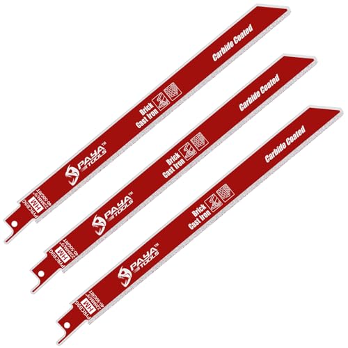 PAYA TOOLS 3-Piece 9 in. 40-50 Grit Carbide-Grit Edge Reciprocating Saw Blade for Cast Iron, Block