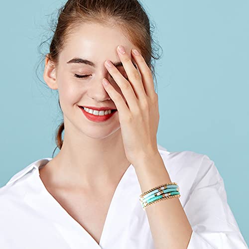 Goojids Surfer Heishi Clay Bead Bracelets For Women Bohemian Stackable Light Blue Vinyl Disc Beaded Stretch Bracelets Elastic Layering Friendship Bracelets Jewelry Gifts #TOP3