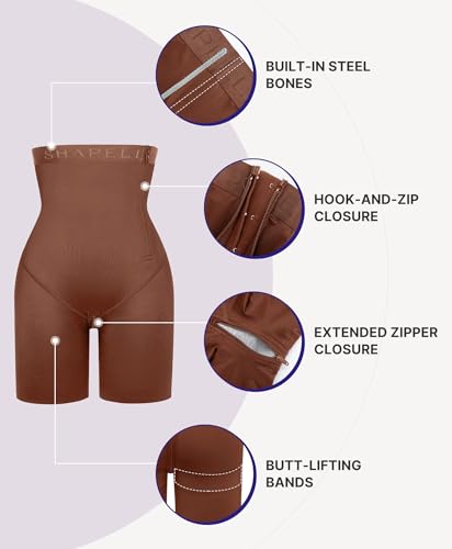 Image of SHAPELLX Shapewear for Women Tummy Control Faja Body Shaper Butt Lifting High Waisted Shorts Thigh Slimmer Bodysuit