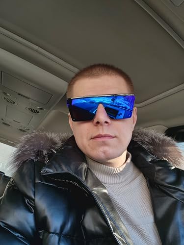 Image of FEISEDY Oversized Square Trendy Sunglasses Womens Mens Futuristic Flat Top Visor Shades UV400 B2470