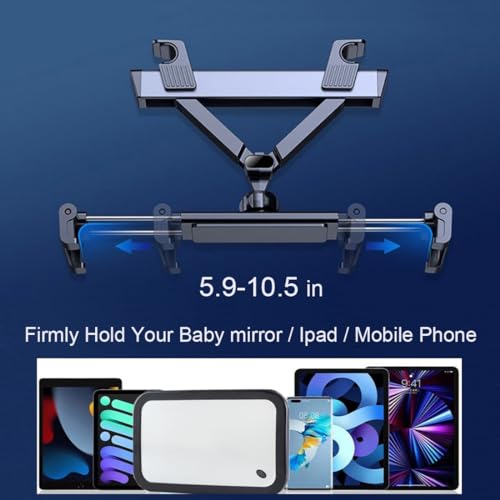 Image of Baby car mirror,2 in 1 Multifunctional design,Safety infant Car Seat Mirror,Wide view shatterproof mirror,Angle-adjustable tablet holder fits 5.9-10.5 inch Devices