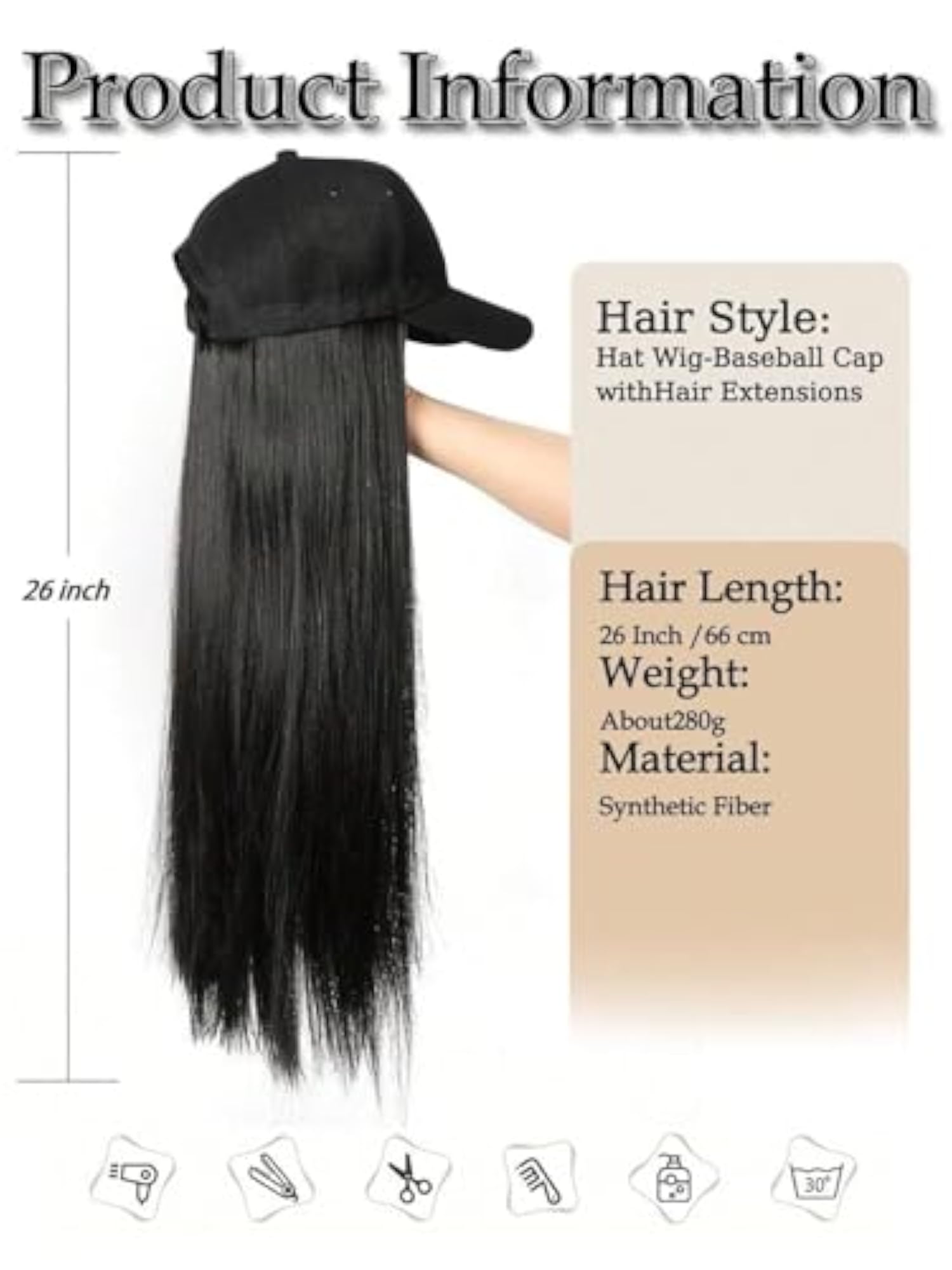 Stylish Silky Soft Straight Black Cap Hair Extension
