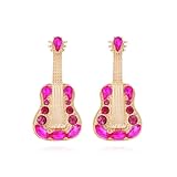 Boucles d'oreilles guitare électrique, Boucles d'oreilles instrument de musique guitare punk rock pour femmes, boucle d'oreille de vacances en forme de guitare hip hop bohème (La couleur violette)