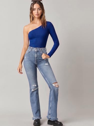 Image of Aahwan Solid One Shoulder Fitted Top for Women's & Girl's