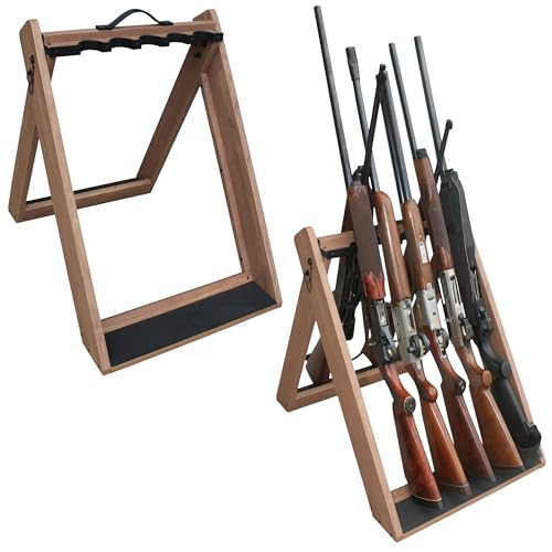 Rush Creek Creations Deer Camp Portable Folding 10 Gun Storage Rack - Handcrafted Weather Proof Material - Easy to Assembly , 21"L x 27"W x 28.5"H
