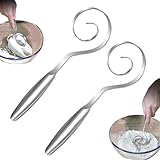 Seamless Dough Whisk for Sourdough,Stainless Steel Bread Dough Whisk for Cooking,Handheld Sour Dough Mixer,Bread Making Tool for Pizza,Pastry,Cake Batter,Mixing,Stirring,Kneading Thick Batter (2pcs)