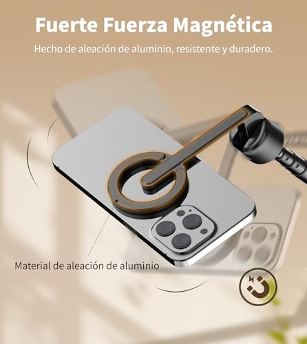 Miniatura 4 de Toneof 173cm Trípode Para Movil Magnetico Palo Selfie, Soporte Magnético De Aluminio Giratorio De 360 , Trípode Viaje Retráctil Con Anillo Metálico Control, Monópode Portátil Para Teléfonos-Negro