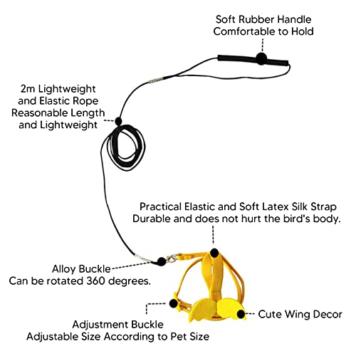 Image of Bird Harness Leash, Premium Bird Harness and Leash Pet Outdoor Flying Rope Training Supplies for Parrots Pigeons Birds(Yellow)