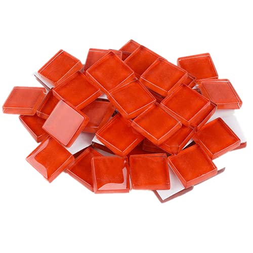 Carreaux de mosaïque en verre carrés de 200 g pour loisirs créatifs, décoration, 1,5 x 1,5 cm (rouge)