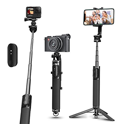 AFAITH Perche Selfie Trépied 44,5", Poignée de Support Extensible en Alliage d'aluminium Rotatif à 360 ° avec télécommande sans Fil Bluetooth pour iPhone 13/13 ProMax/12 Pro/11 Pro/XS/X/8/ Smartphone