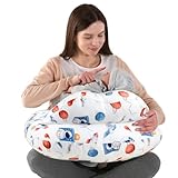 Labtec Stillkissen zum Stillen, Multifunktionales Stillkissen mit verstellbarem Bauchgurt und Sicherheitszaun, 100% Baumwolle & Abnehmbarer Kissenbezug, Weltraum-Druck