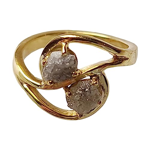 Bague en diamant brut anti-ternissement en argent 925 massif poli