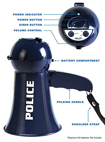 Liberty Imports Police Officer Megaphone Kids Toy SWAT Cop Pretend Role Play Costume Gear Accessories with Siren Sounds for Cosplay - Thumbnail 2
