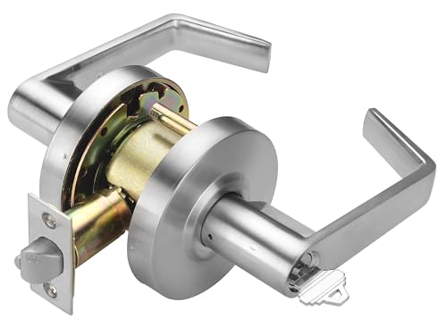 Boomerang Entry w/Clutch Function - ADA Commercial Door Lever Lock - Heavy-Duty Locking Door Handle, Cylindrical Lever Lock, Non-Handed Grade 2, Satin Chrome (US26D), Entrance/Keylock w/Clutch
