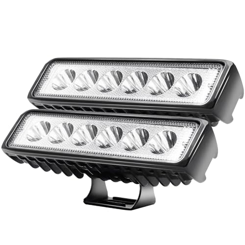 CCLIFE Led Arbeitsscheinwerfer 12V 18W Auto Traktor IP67 Offroad 6000K Wasserdicht Arbeitslicht Spotlight für SUV UTV ATV LKW, 2 Stück 15x4x3.8cm CushHom