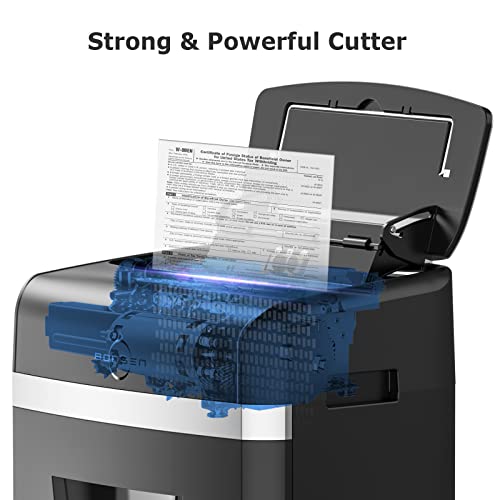 BONSEN Shredder for Office, 120-Sheet Auto Feed Paper Shredder, Micro Cut Paper Shredders for Home Office Use, 30 Minutes/High Security Level P-4/6 Gallon Bin (S3110) - Thumbnail 4